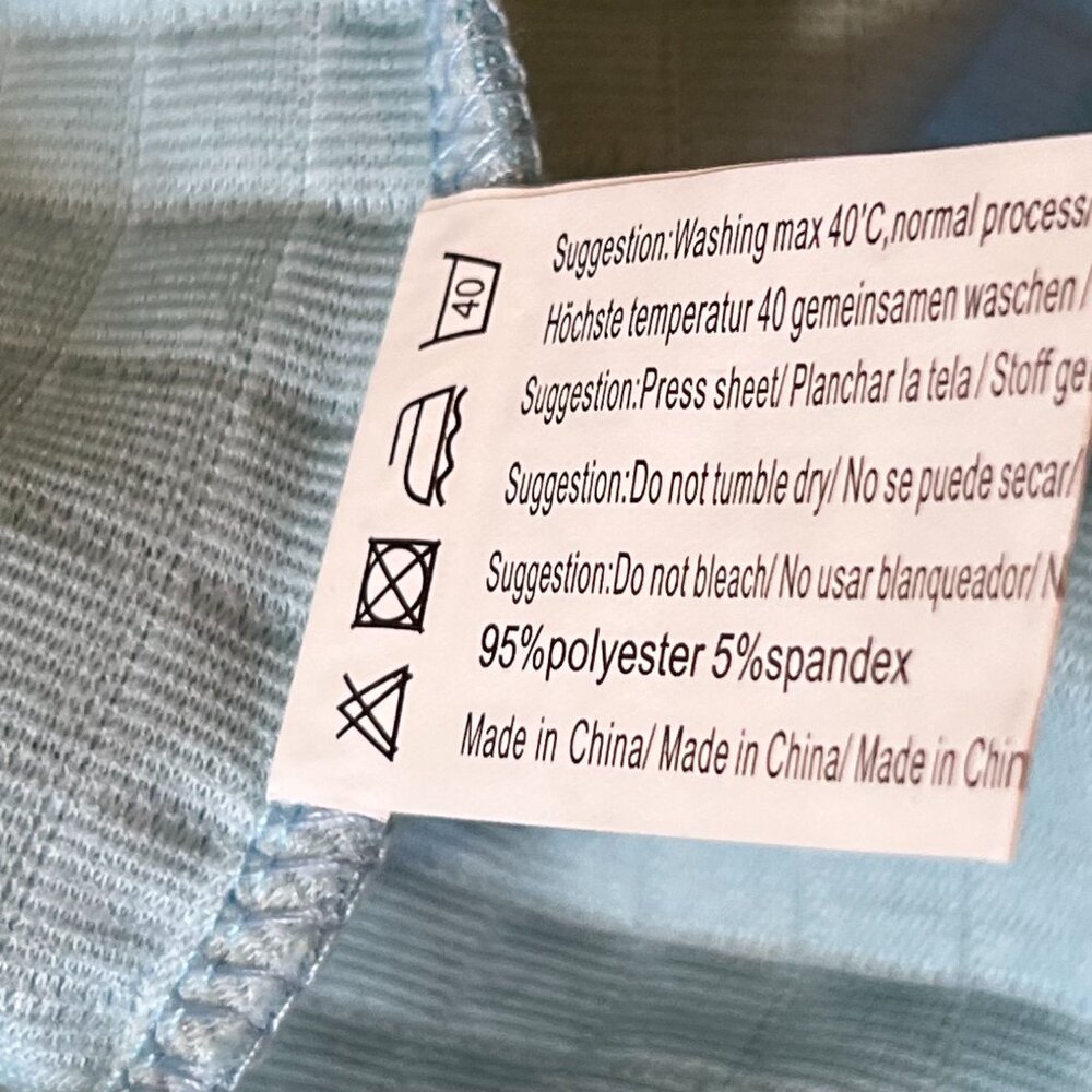 NEW Coofandy XL Light Blue Grid Pattern Hoodie Drawstrings Faux Leather Patch - Picture 4 of 10